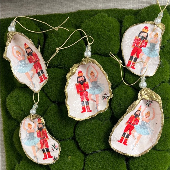 Other - 5 Nutcracker Holiday Ornaments with Gold Trim